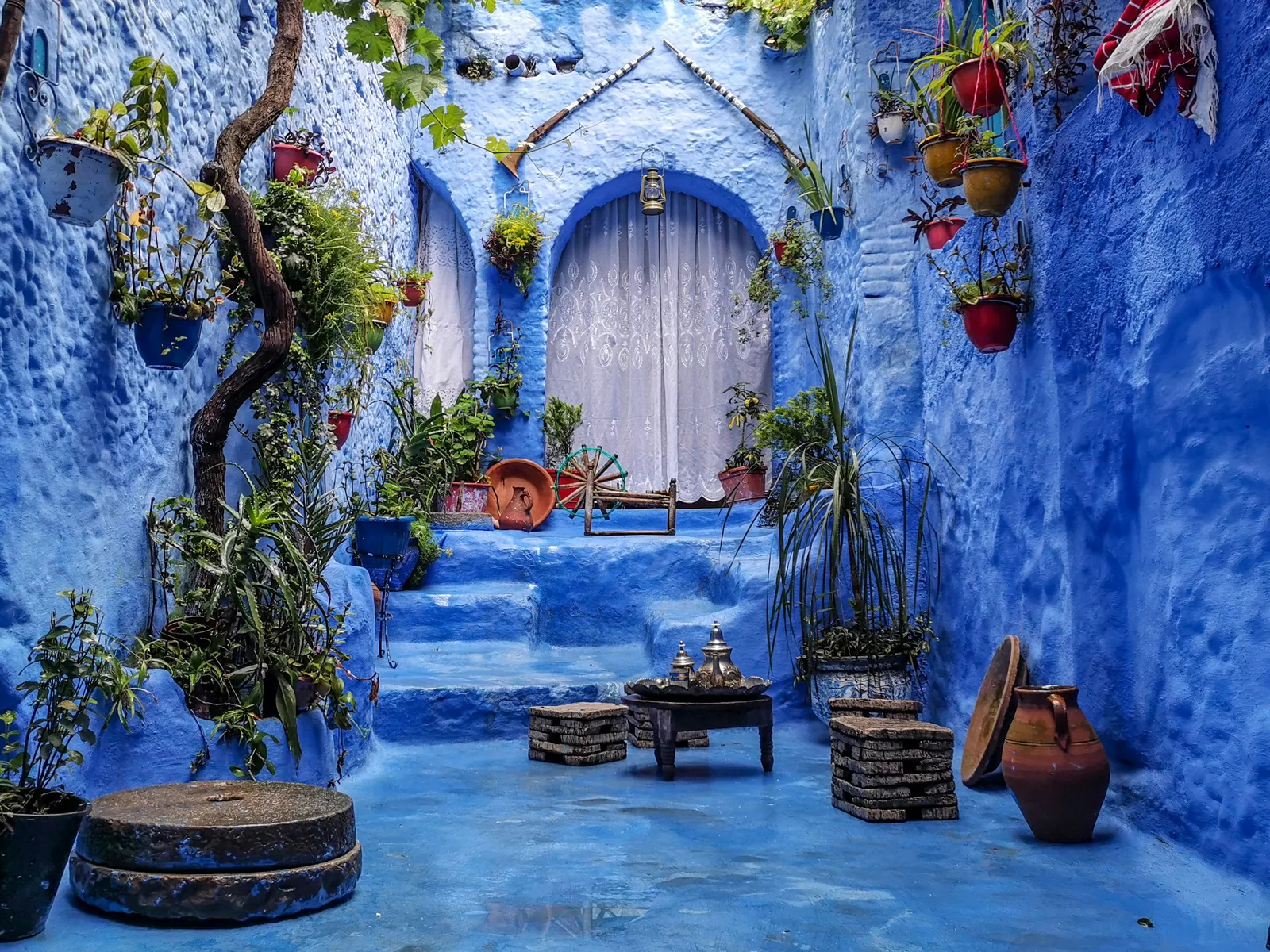 Rincón azul de una casa en Chefchaouen